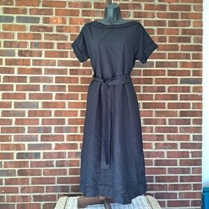Black linen blend Ann Taylor midi dress